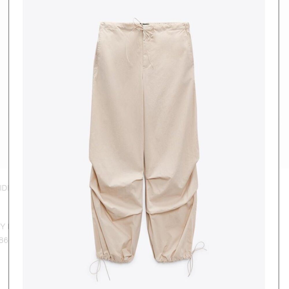 Zara Parachute Pant, Colour sand, medium
